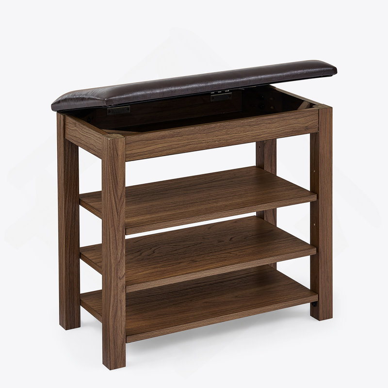 Small Shoe-Changing Bench With Shelves, Brown