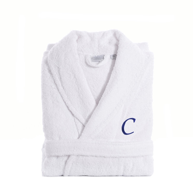 Peignoir personnalisé 100% coton éponge avec poches, Grand / Très grand, C, Bleu marine