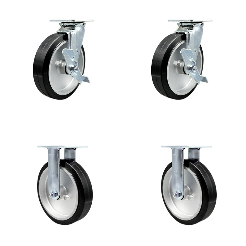 4 Piece Rubber on Aluminum Caster Set