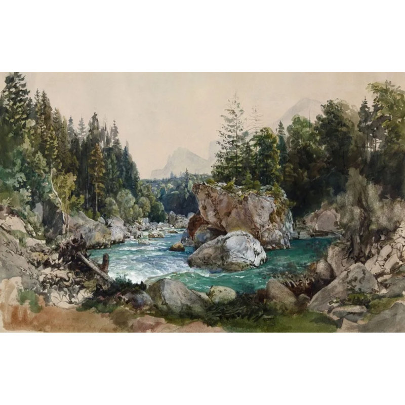 Papier peint mural rétro style forêt, L 96 po x l 108 po