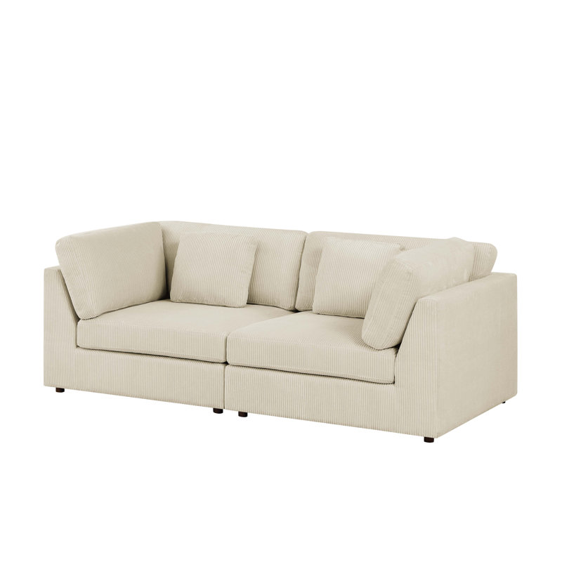 Naamana 90'' Corduroy Loveseat, Beige