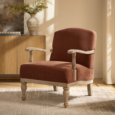 Williamstown 27.75"W Farmhouse Accent Chair With Solid Wood Armrests