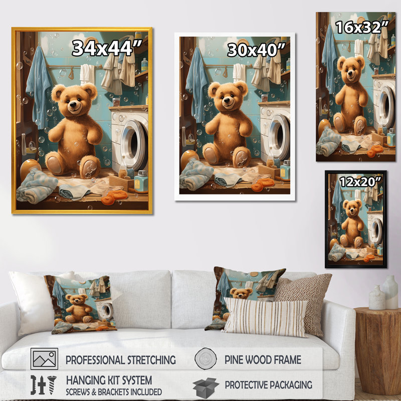 Ours, buanderie, bulles 4 - Art mural, H 20 po x l 12 po x P 1 po