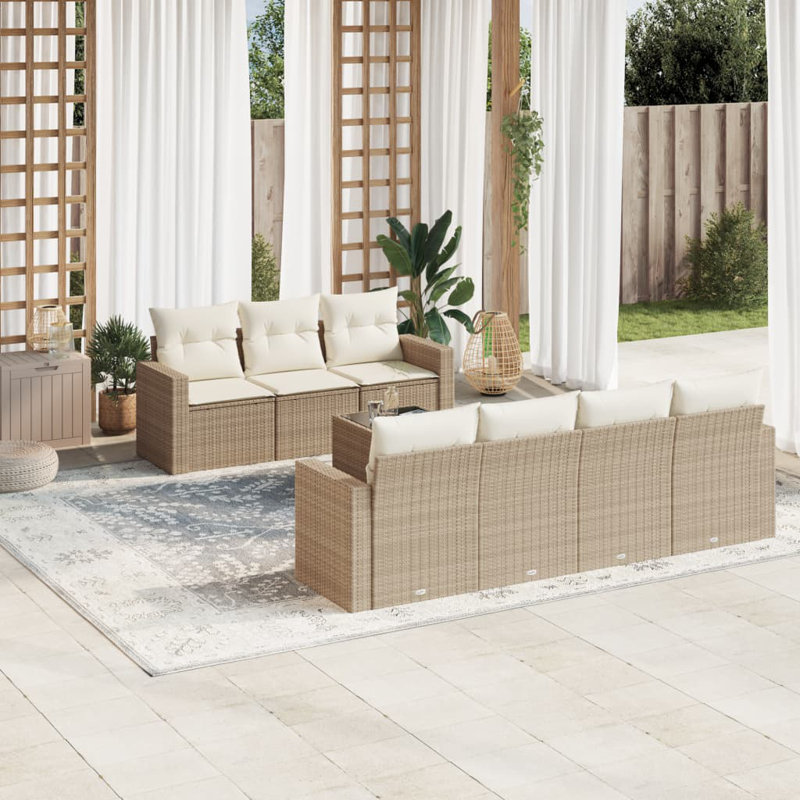 Ensemble de canapé de jardin Vidaxl beige, blanc crème