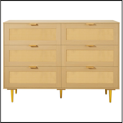Commode d'appoint en bois avec 6 tiroirs