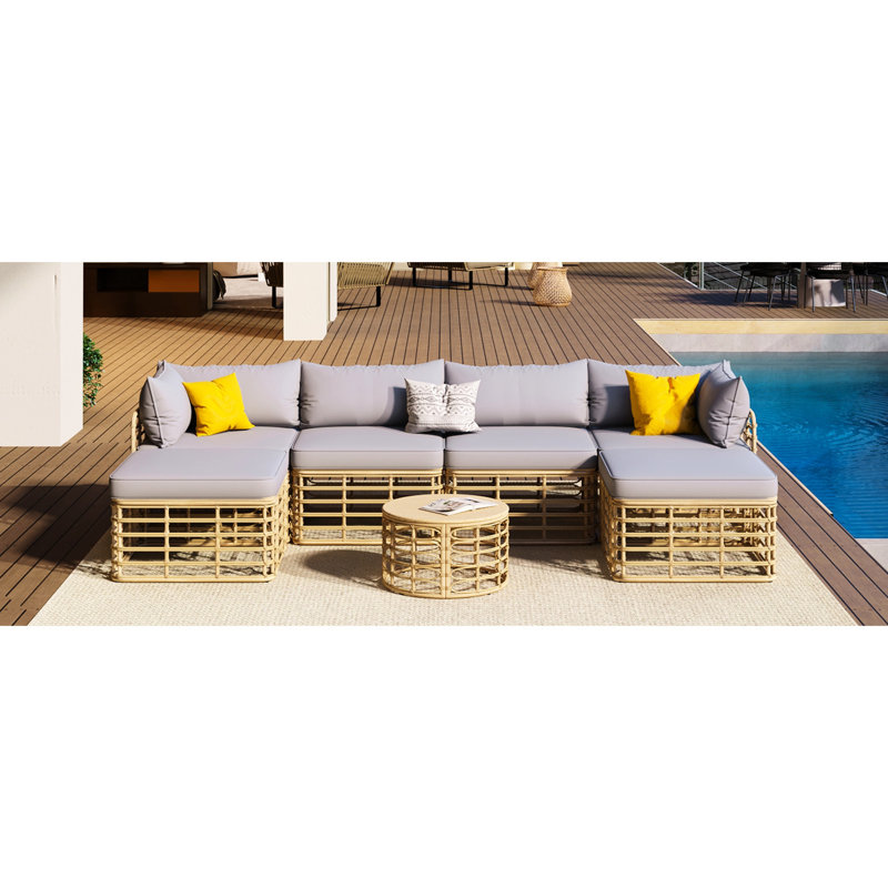 Balcon modulaire toutes saisons - 7 modulaires avec coussins et coussins 7 pièces d'extérieur différents pour le jardin, la cour