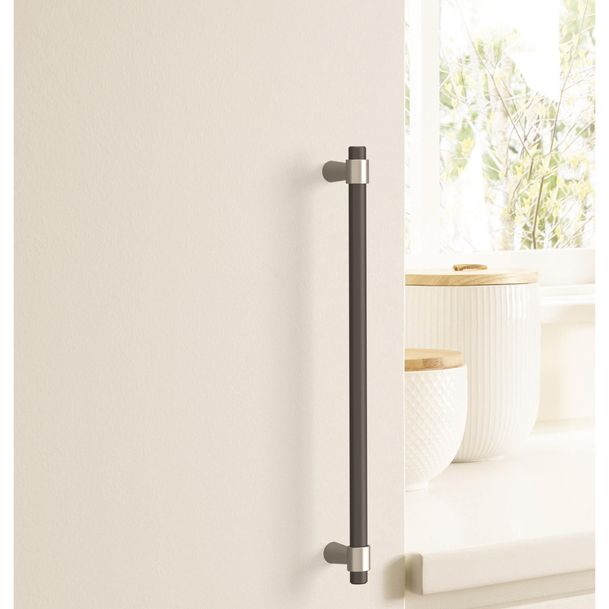 Mergence Bar Pull, Matte Black/Satin Nickel, 3 3/4" Center to Center