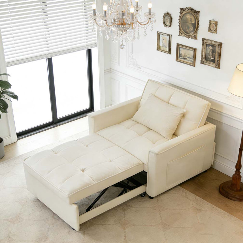 Sofa bed chair 3 in 1 convertible, Creamy White
