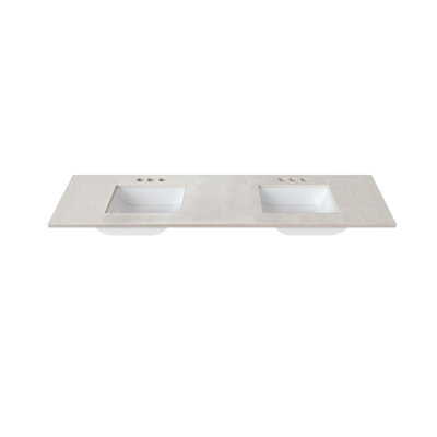 Plateau de meuble-lavabo double gris de 67 po avec lavabo MagickWoods