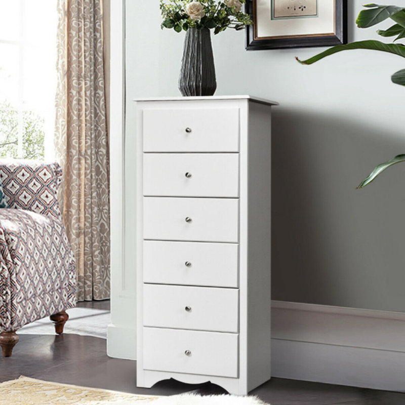 Commode 6 tiroirs avec commode 6 tiroirs, Blanc
