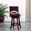 Tabouret tournant 30 "en cerisier avec siège en tissu gris anthracite - Finition assise luxueuse et acrylique