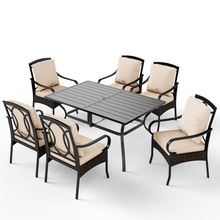 Anran Rectangular 6 - Person 60" Long Dining Set with Cushions
