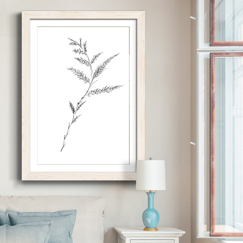 Croquis floral - reproduction de cadre photo sur papier, H 31,5 po x l 23,5 po x P 1,5 po, Papier encadré blanc