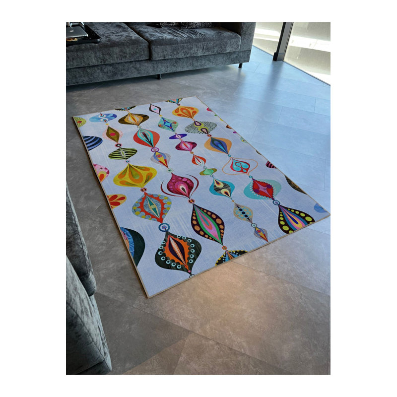 Tapis bleu lavable décoratif multicolore bleu, Tapis de couloir 3 pi 3 po x 9 pi 10 po