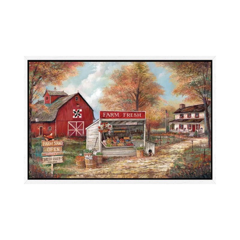 Farm Fresh 1 Piece Painting on Canvas, 152.5 cm H x 101.5 cm W, White Floater Framed