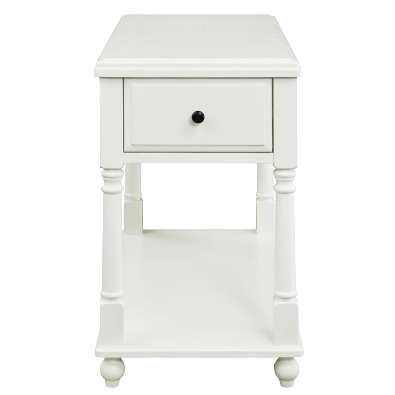 Side Table with Storage, White