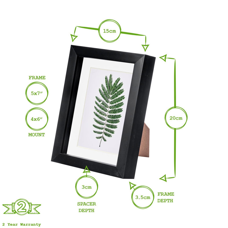 Nicola Spring - 3D Box Photo Frames - 5 x 7" with 4 x 6" Mount, Black/Ivory