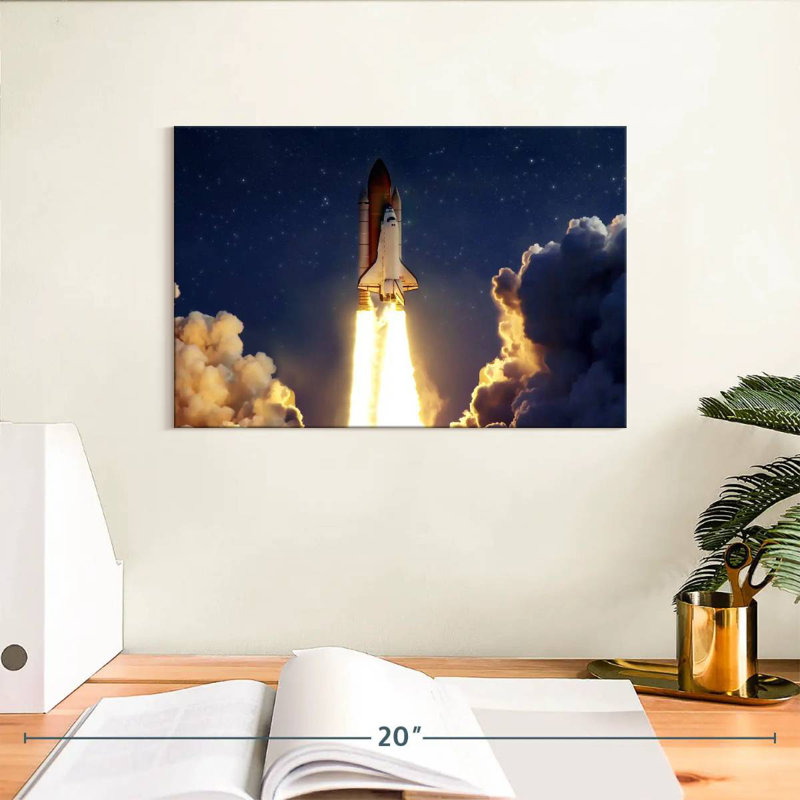 Oberle Rocket Launching Through Clouds, 8" H x 12" W