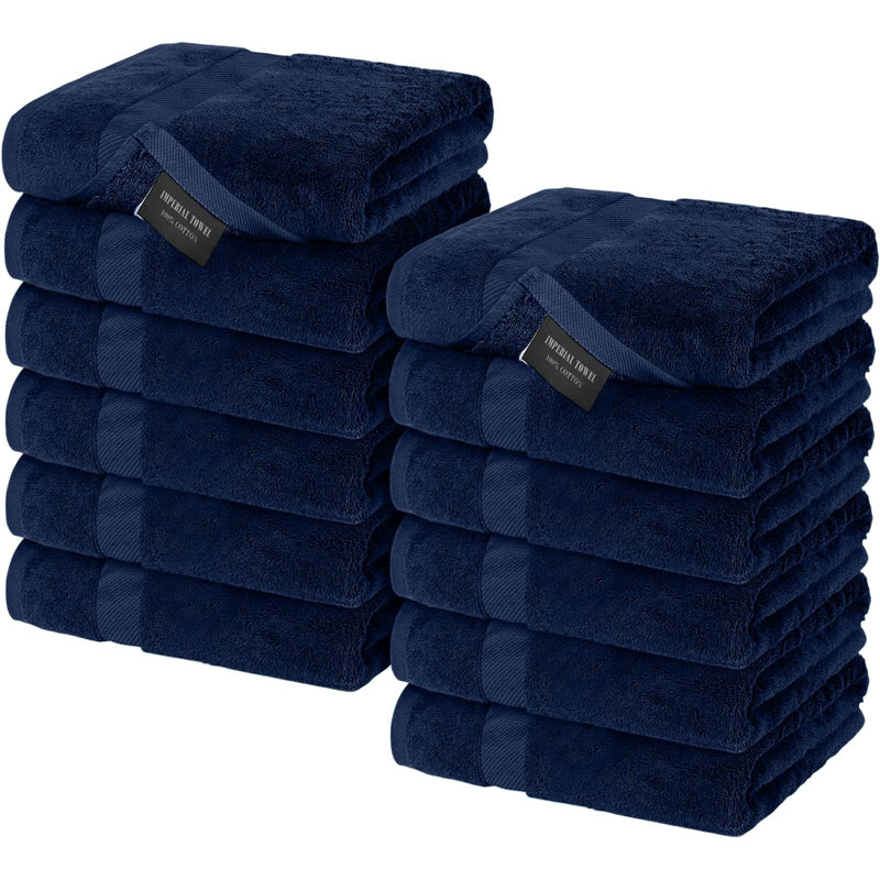 Ensemble de 12 débarbouillettes en coton Imperial, Bleu marine
