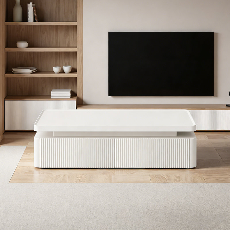 Table basse Emalea, 15.74" H x 51.18" L x 27.55" W, Blanc