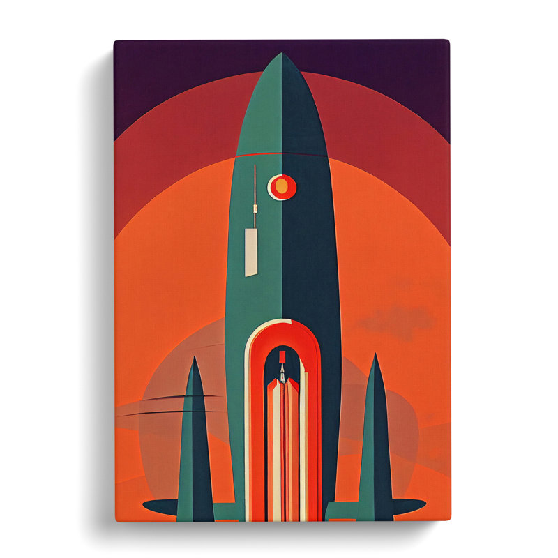 Art Deco Spaceship Art No.2 - Wrapped Canvas Print, Wrapped Canvas, 50cm H x 35cm W x 3cm D