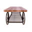 Rectangular Metal & Wood Coffee Table - Grey Oak Vintage With Wheels Finish