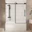 Porte de douche de 60 po de largeur, l 56 po, verre trempé transparent de 6 mm, pellicule résistante, poignée en acier inoxydable rouille, noir mat, protection contre les bris de salle de bain propre et bien rangée