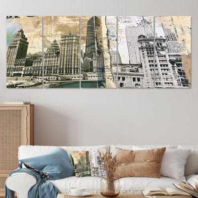 Marblehead - Chicago, art mural sur toile, 5 pièces