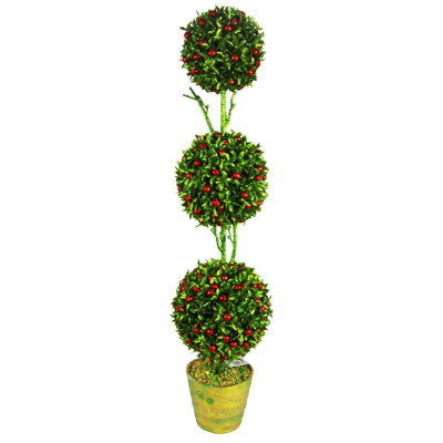 Ensemble de 3 billes de buis paillettes de noël artificiel en pot