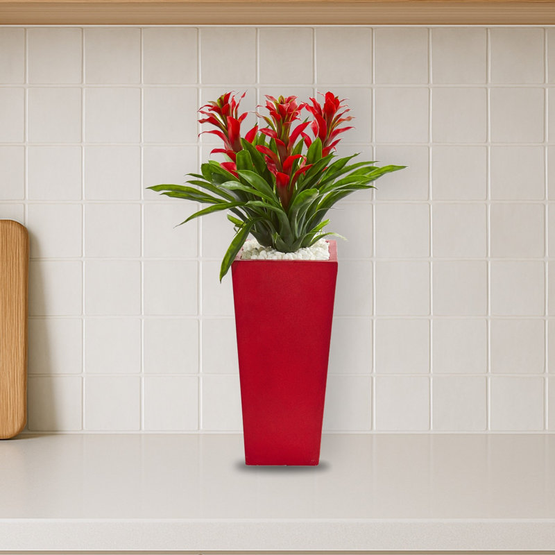 Triple Bromeliad Artificial Plant in Planter