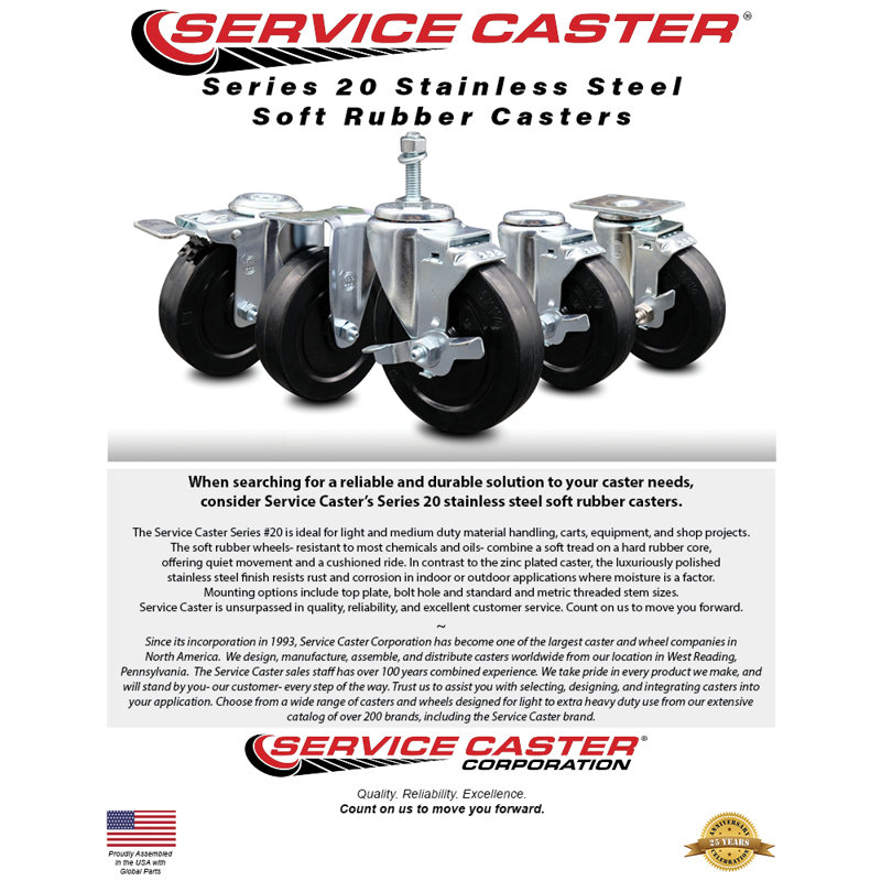 4 Piece Soft Rubber Swivel Caster Set