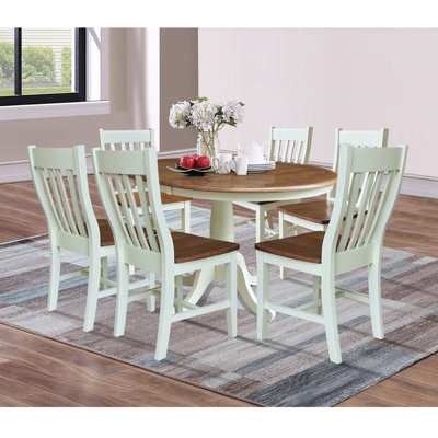 Echols Extendable Pedestal Solid Wood Dining Set