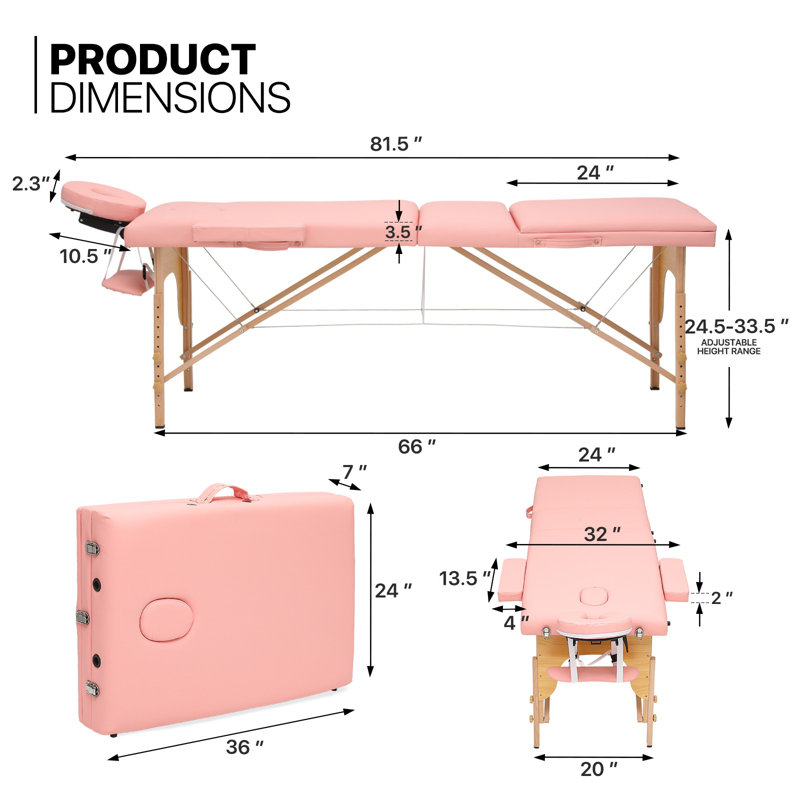 Table de massage pliable Loleatha, Pink