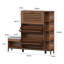 Armoire à chaussures étroite avec banc et 3 portes à persiennes pour l'entrée-1740206507