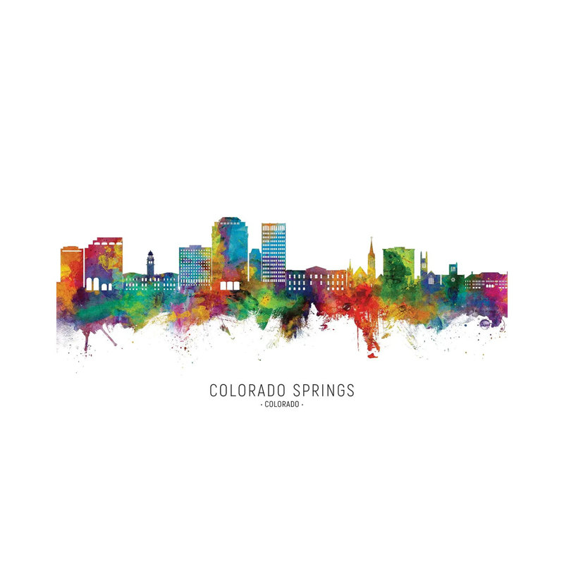 Colorado Springs Skyline City Name by Michael Tompsett - Wrapped Canvas Gallery-Wrapped Canvas Giclée