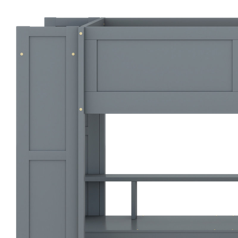 Lit mezzanine moderne pour les adolescents avec bureau, tablettes multiples, DEL et station de charge