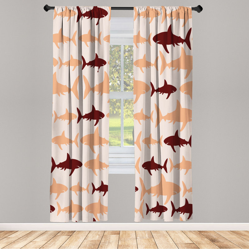Microfiber Floral Semi-Sheer Rod Pocket Curtain Panels, 28" W x 63" L, Red/Oragne/White