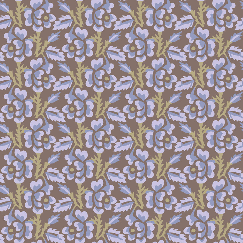 Thorn & Blossom - Wallpaper, Onyx Persimmon, Non-pasted