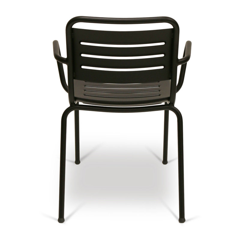 Ace Modern Aluminum Arm Chair – Stackable Outdoor Dining Chair, Black
