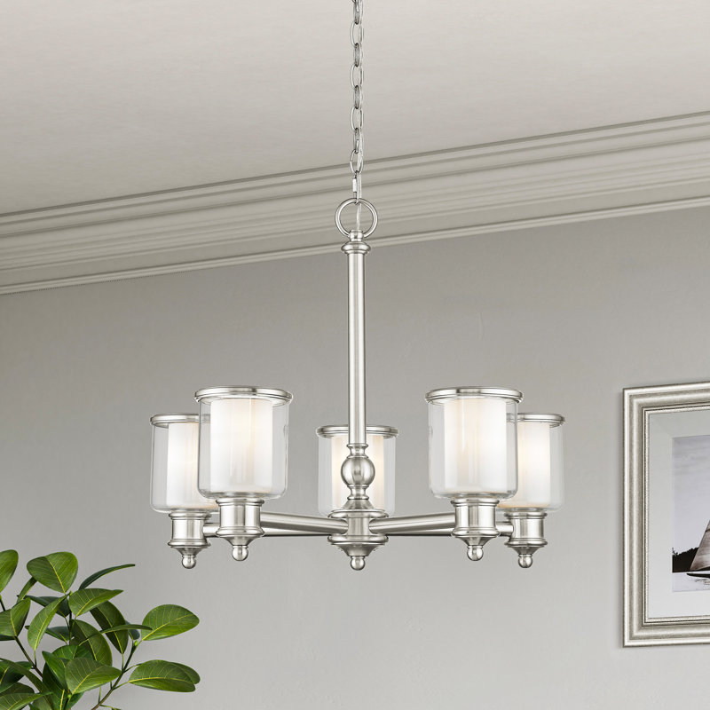 Lustre 5 lumières façon bougie Jampier, Nickel brossé