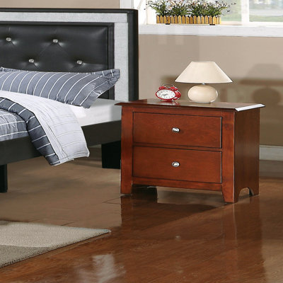Nightstand Cherry Color Wooden 2 Drawers Table Bed Side Table by Red Barrel Studio