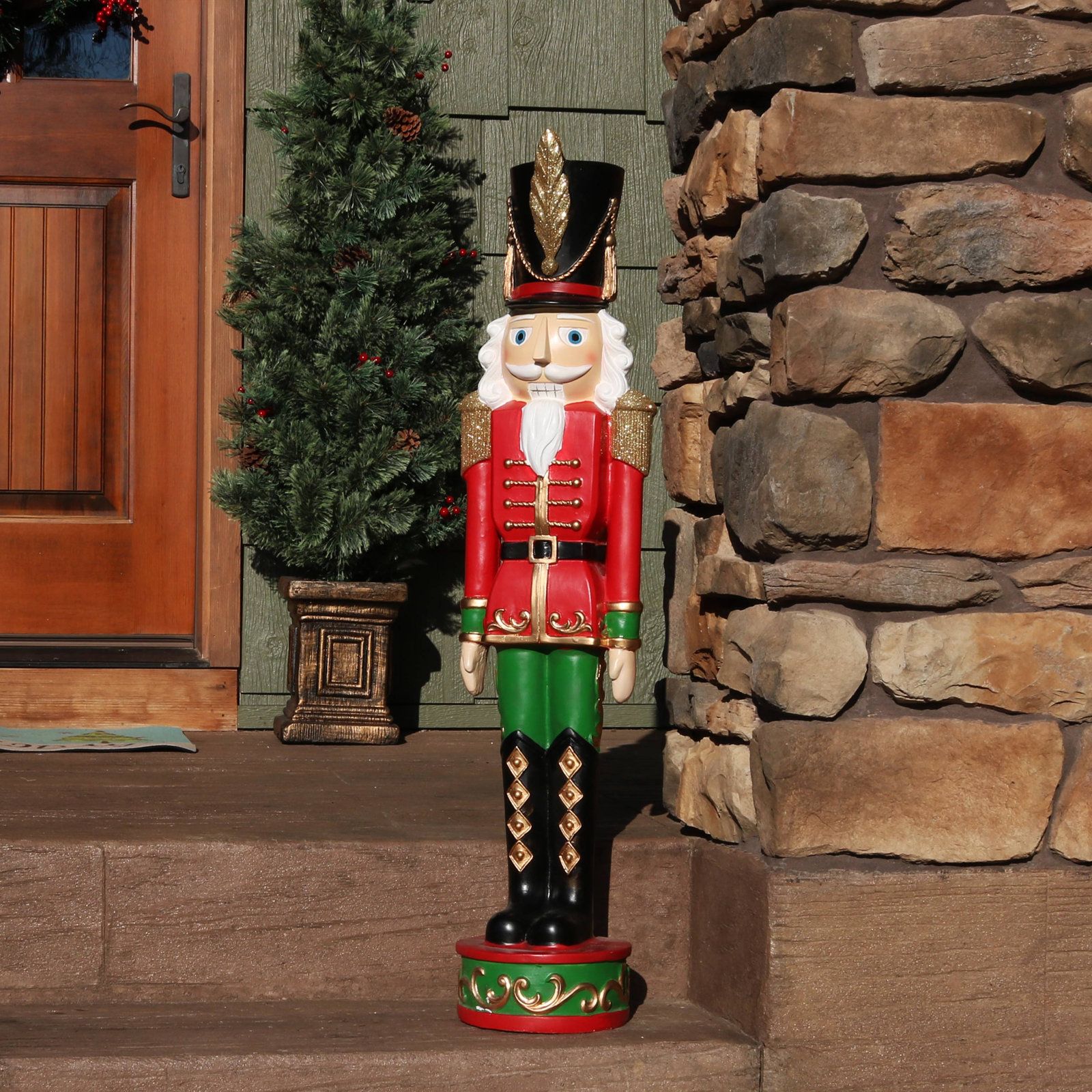 Christmas Nutcracker Figurine, 48" H x 9.1" W x 8.3" D, Green