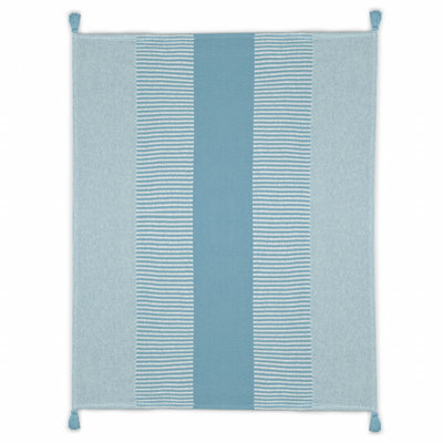 Blue Woven Cotton Striped Throw Blanket