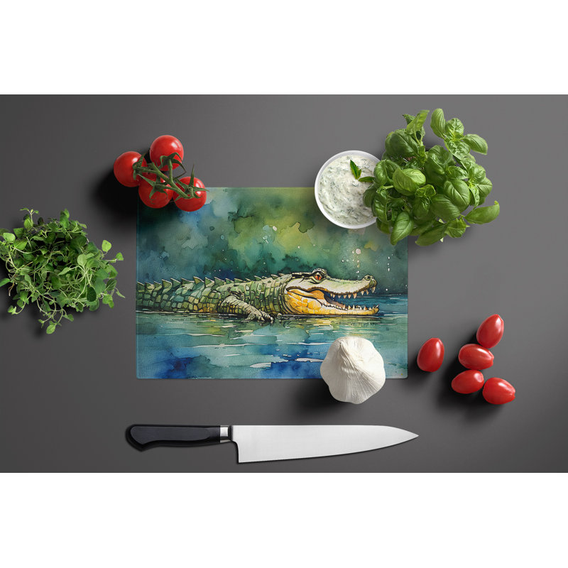 Grande planche à découper en verre crocodile