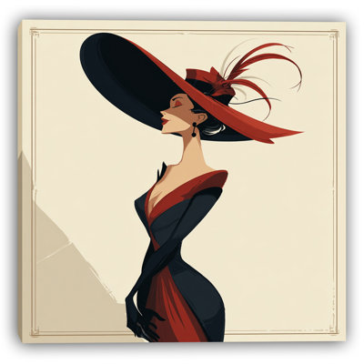 «Lady in Red Hat», art mural sur toile tendue