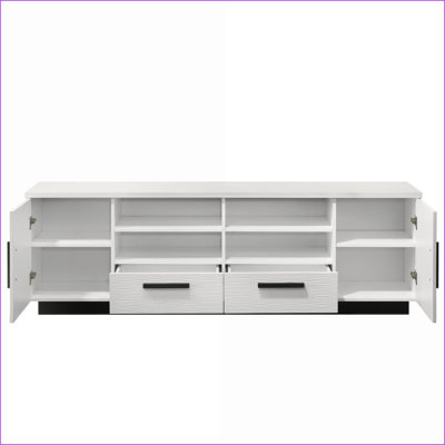 TV Furniture | 70.5'' White Modern TV Stand with Drawers &amp; Adjustable Shelves | White | MDF