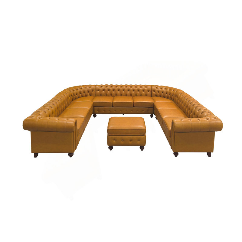Canapé modulaire en cuir Chesterfield