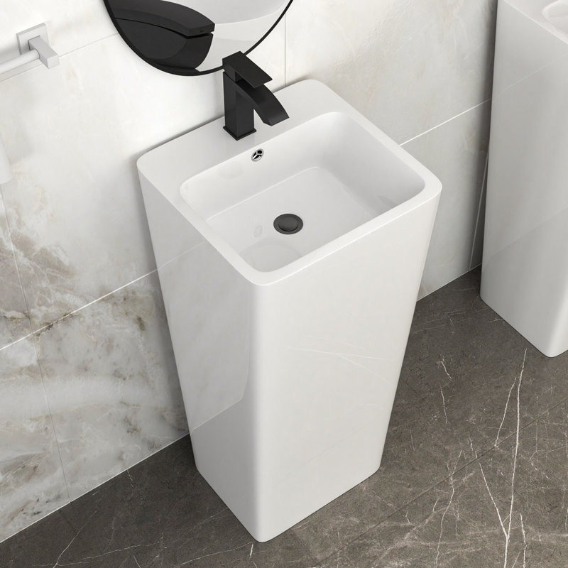 Lavabo de salle de bain en céramique 16 "à piédestal