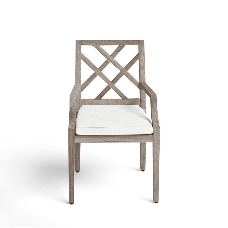 Chaise avec accoudoirs en teck Haley - Huître, Huître teck, InsideOut® Rollo ‑ lin dentelle, Welt