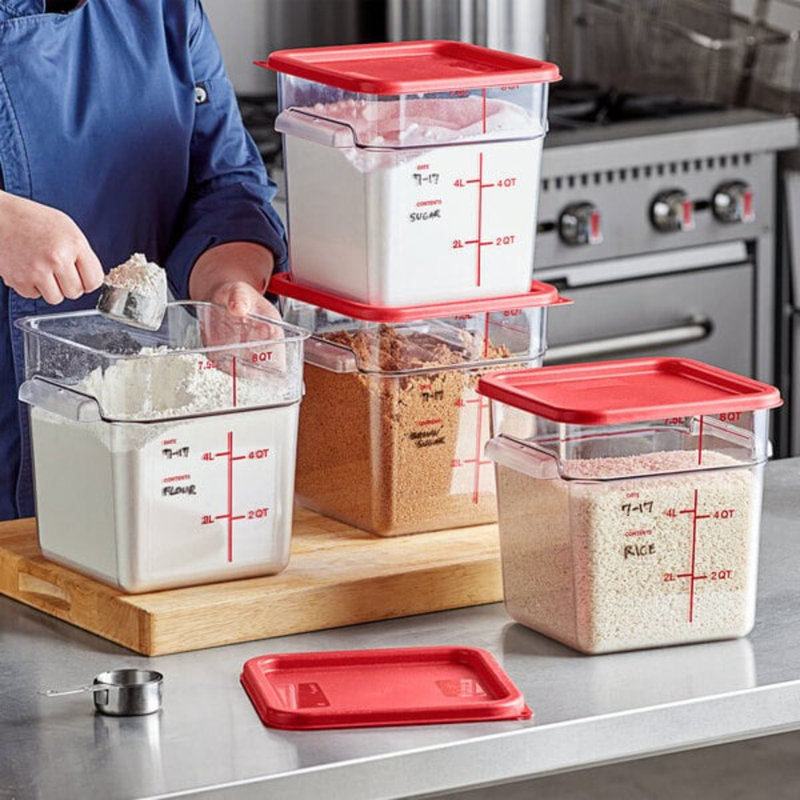 Contenant alimentaire en polycarbonate transparent de 18 pte Cambro Camsquares Classic - peu encombrant, durable, certifié NSF pour utilisation commerciale